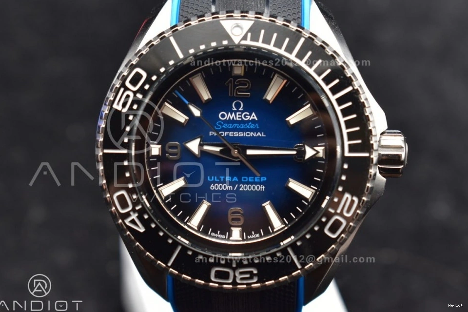 Ultra Blue 1:1 Ceramic 6000M Rubber Black Black SS Seamaster Dial TF Strap Best A2824 Bezel Deep Edition on 1218